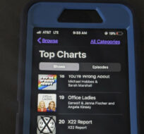 Various Apple Podcasts are seen on an iPhone on Jan. 15, 2021. Tali Arbel/AP Photo.