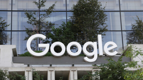 The Google sign is shown over an entrance to the company's new building in New York on Wednesday, Sept. 6, 2023, in New York. (Peter Morgan/AP Photo.)