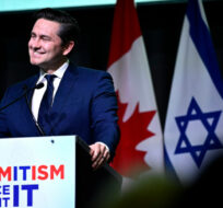 Conservative Leader Pierre Poilievre speaks during the Antisemitism: Face It, Fight It conference in Ottawa on Tuesday, Oct. 17, 2023. Justin Tang/The Canadian Press. 