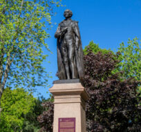 The Sir John A. MacDonald statue in Kingston, Ont., on Monday, May 31, 2021. Lars Hagberg/The Canadian Press. 