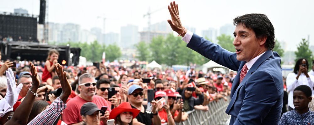 Prime Minister Justin Trudeau greets people attending Canada Day celebrations at LeBreton Flats, Ottawa on July 1, 2023. Justin Tang/The Canadian Press. 