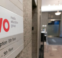 TVO signage is seen at Canada Square in Toronto, on Thursday, Aug. 17, 2023. Spencer Colby/The Canadian Press.