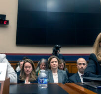 Harvard President Claudine Gay, left, speaks as University of Pennsylvania President Liz Magill listens during a hearing of the House Committee on Education on Capitol Hill, Tuesday, Dec. 5, 2023 in Washington. Mark Schiefelbein/AP Photo. 