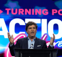 Tucker Carlson speaks at the Turning Point Action conference, Saturday, July 15, 2023, in West Palm Beach, Fla. Lynne Sladky/AP Photo.