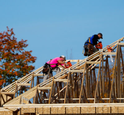Carpenters work on new home in a newly constructed subdivision in Ottawa on Wednesday, Oct. 20, 2021. Sean Kilpatrick/The Canadian Press. 