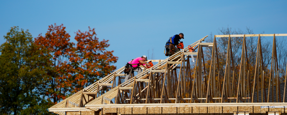 Carpenters work on new home in a newly constructed subdivision in Ottawa on Wednesday, Oct. 20, 2021. Sean Kilpatrick/The Canadian Press. 