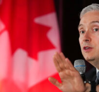 François-Philippe Champagne, Minister of Innovation, Science and Industry speaks at the Prospectors and Developers Association of Canada (PDAC) conference regarding the future of critical metals in Canada in Toronto, Monday, March 6, 2023. Nathan Denette/The Canadian Press. 