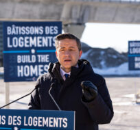 Federal Conservative Party leader Pierre Poilievre speaks about housing at a news conference Thursday, Feb. 15, 2024 in Montreal. Christinne Muschi/The Canadian Press.