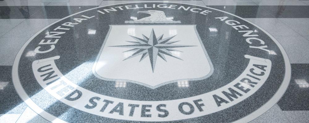 The seal of Central Intelligence Agency is seen in the lobby the headquarters building in Langley, Va., on Saturday, Sept. 24, 2022. Kevin Wolf/AP Photo. 