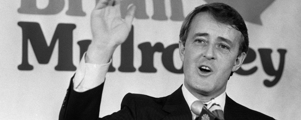 PC leadership candidate Brian Mulroney speaks to a news conference in Montreal in this May 1, 1983 file photo. Ian Barrett/CP Picture Archive. 