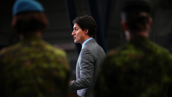 Prime Minister Justin Trudeau speaks to media at CFB Kingston in Kingston, Ont., Tuesday, March 7, 2023. Sean Kilpatrick/The Canadian Press. 