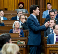 Prime Minister Justin Trudeau rises during question period on Parliament Hill in Ottawa, on Wednesday, March 20, 2024. Spencer Colby/The Canadian Press. 