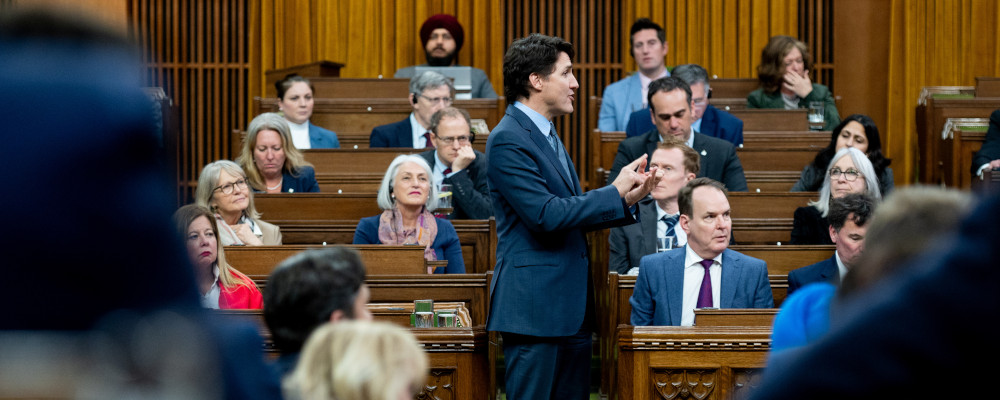 Prime Minister Justin Trudeau rises during question period on Parliament Hill in Ottawa, on Wednesday, March 20, 2024. Spencer Colby/The Canadian Press. 