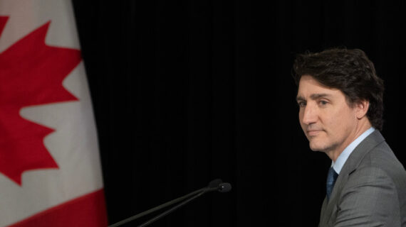 Prime Minister Justin Trudeau looks around the room as he waits for Public Inquiry Into Foreign Interference in Federal Electoral Processes and Democratic Institutions to begin, Wednesday, April 3, 2024 in Ottawa. Adrian Wyld/The Canadian Press. 