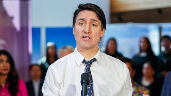Prime Minister Justin Trudeau speaks during an announcement about measures in budget 2024 near Saskatoon on Tuesday, April 23, 2024. Heywood Yu/The Canadian Press. 